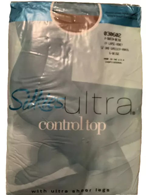 Vintage Silkies Ultra Control Top Pantyhose Nylons Size Xxl Queen Beige Honey