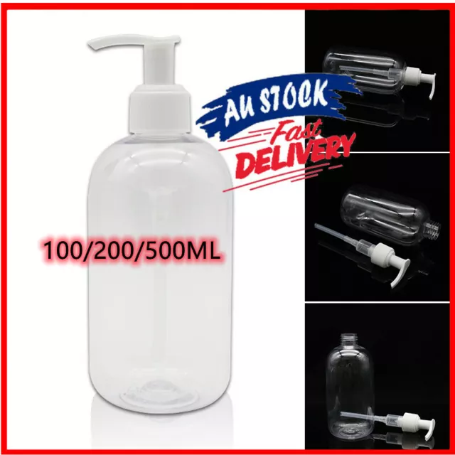 100/200/500ml Empty PET Clear Plastic Bottles with Pump Sanitiser Soap Dispenser