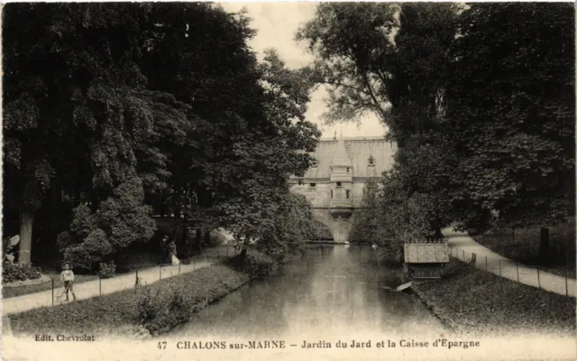 CPA CHALONS-sur-MARNE Jardin du Jard et la Caisse d'Epargne (491349)