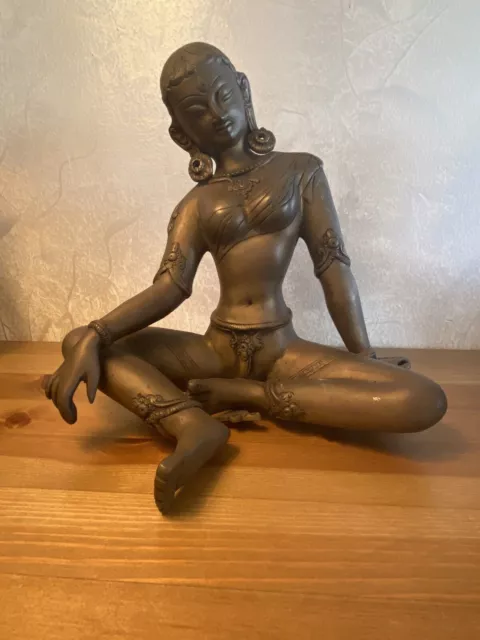 Masterpiece antique South Indian Saraswati Heavy bronze Statue
