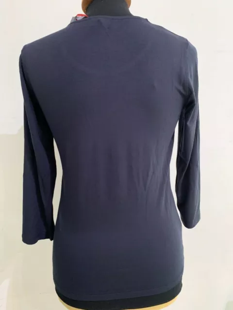 T- Shirt maglia Braccialini donna manica 3/4 blu timone ancora paillettes M L XL 3