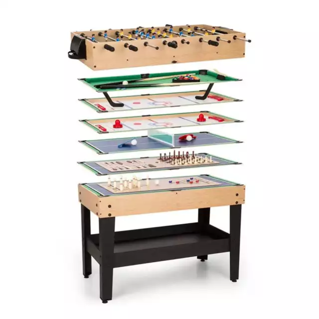 Spieltisch Tischfußball Kickertisch Multigame Billard Ablagefach MDF 37 Spiele