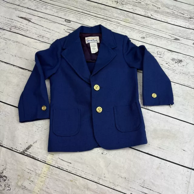 Good Lad Suit Jacket Size 3t Navy Blue Gold Buttons Vintage Sportswear
