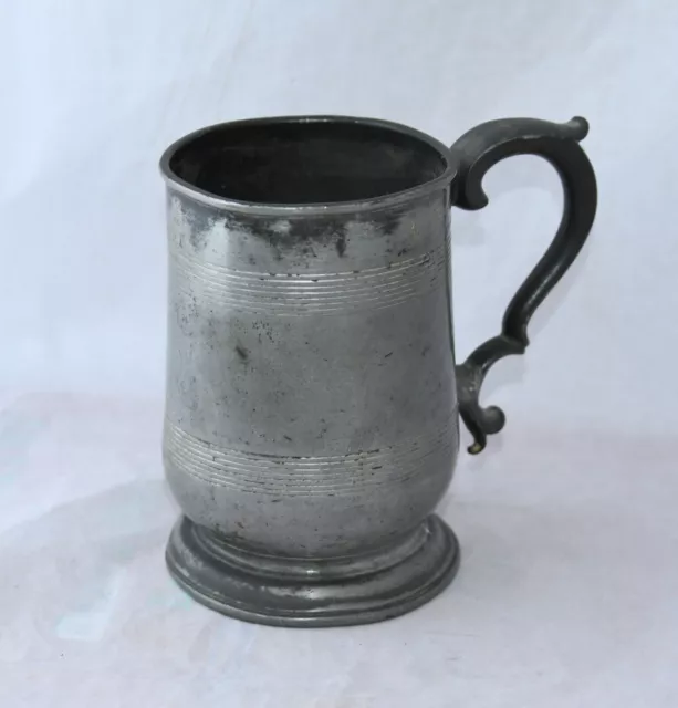 James Yates Victorian Pewter Tankard Mug VR 1 Pint Size Circa 186o-70s England