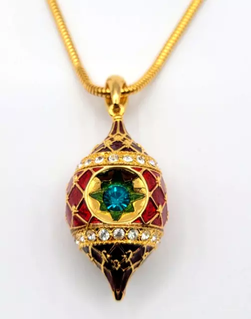 Christopher Radko Reflector Christmas Ornament Jewel Pendant Necklace Signed 28"