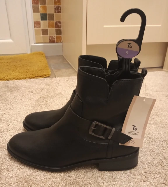 TU LADIES BLACK Biker Style Ankle Boots Brand New Size 8 Sainsbury s 19.50 PicClick UK