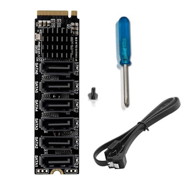 M.2 MKEY PCI-E Riser Karte M.2 NVME zu SATA3.0 PCIE zu SATA 6Gpbsx6 ...