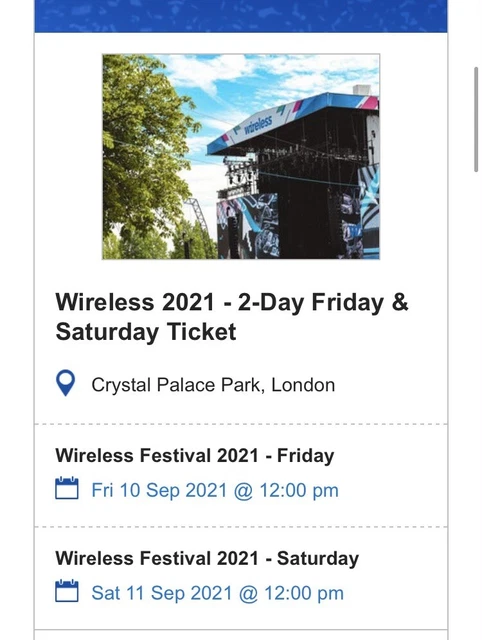 wireless festival tickets, Friday & Saturday