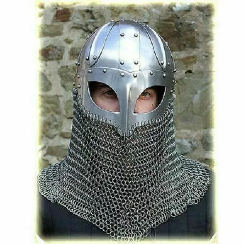 Historical Medieval Viking Helmet Battle Armor+18G Steel and Chain mail sca