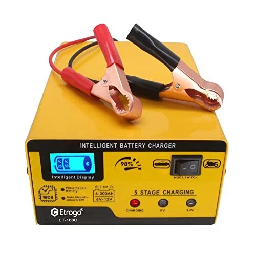 Etrogo Chargeur de Batterie 12V 6V 1A-15A Intelligent Entièrement Automatique...