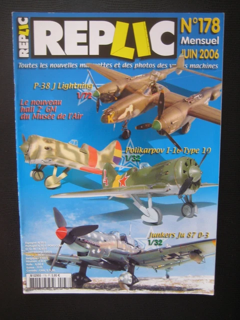 REPLIC n° 178 - POLIKARPOV I-16 - P-38J LIGHTNING - JUNKERS JU-87 D3