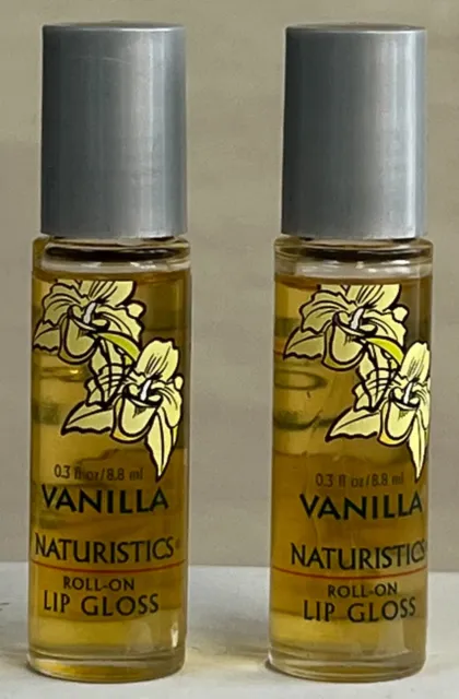Lot Of 2 Naturistics  Roll-On Lip Gloss - Vanilla in rare glass tube