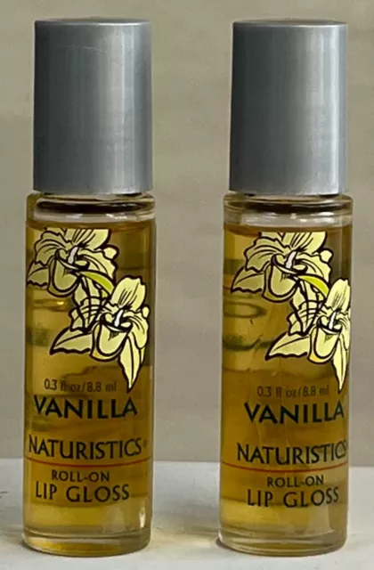 Lot Of 2 Naturistics  Roll-On Lip Gloss - Vanilla in rare glass tube