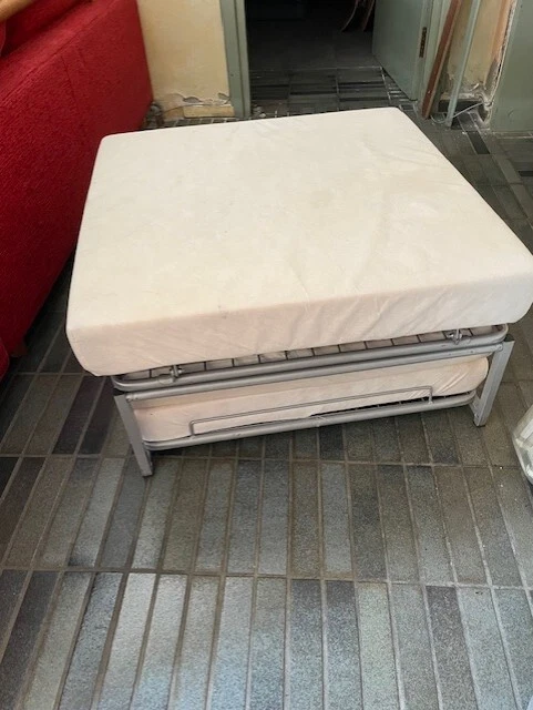 Pouf Letto Singolo Pieghevole Beny 75x75x43 Cm - Salvaspazio Con Materasso - Bianco - Foto 5