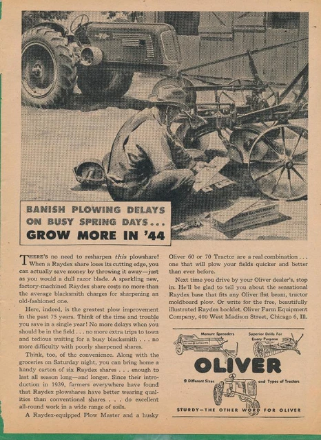 Magazine Ad - 1944 - Oliver Tractors - World War 2 - (#3)