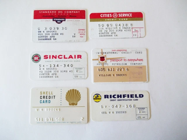 6 Vintage Gas Credit Cards Standard Cities Sinclair Phillips 66 Shell Richfield