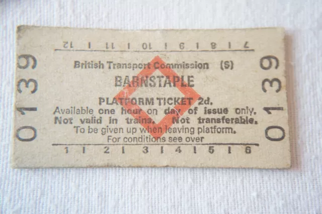 1963 Barnstaple British Rail BTC Platform Railway Train Ticket