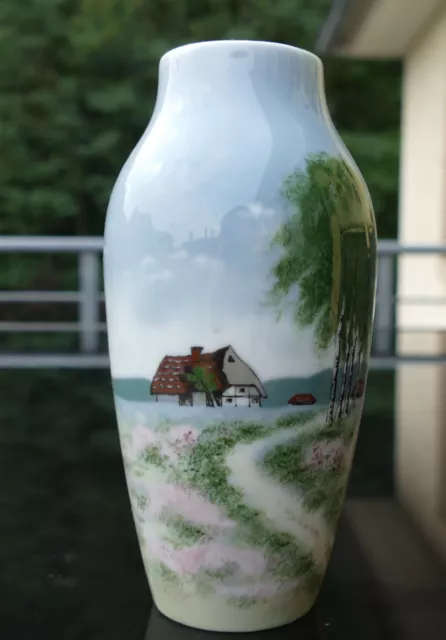 Metzler & Ortloff Jugendstil Vase um 1910 " Landschaftsszenerie " 16 cm !!! 2