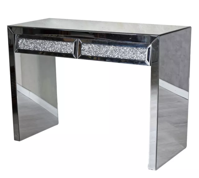 Konsolentisch verspiegelt Wandtisch Glas Tischkonsole Silber Flurtisch Glastisch