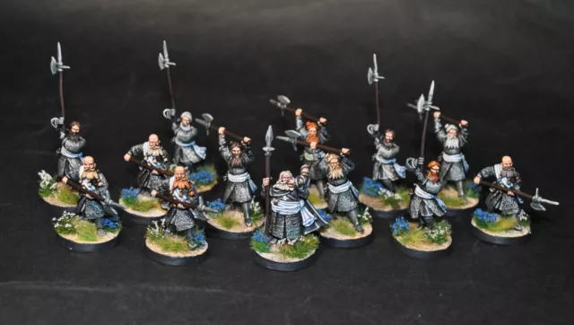 Warhammer lotr painted Forlong and 12 Clansmen of Lossarnach Fiefdoms Army