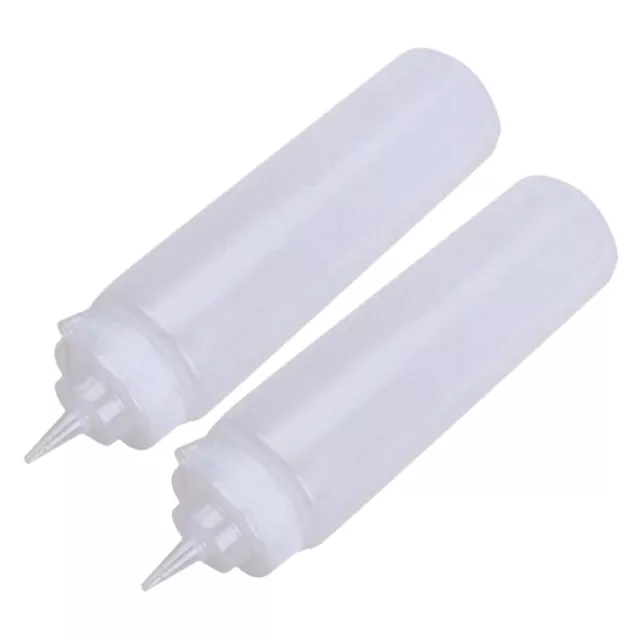 2X 250Ml Weißer Transparenter Plastiksauce-Quetschflaschenspender mit Kappe Y5Y2