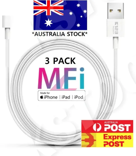 3X GENUINE MFI Certified Lightning Cable for Apple iPhone 14 13 12 11 X PRO MAX