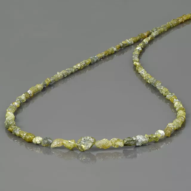 Natural Rough Yellow Diamond Uncut Nuggets Beads 925 Silver 18" Chain Necklace