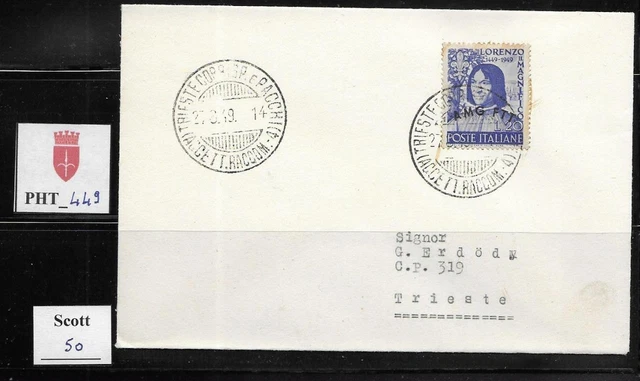 PHT_449. TRIESTE FTT. FDC w. 1949 LORENZO IL MAGNIFICO. Scott 50