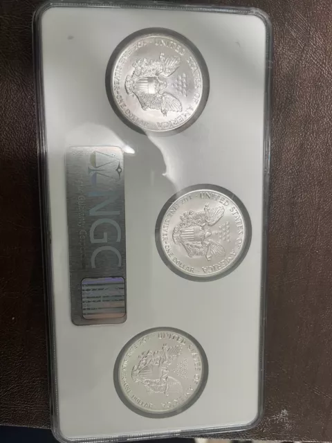 1986 87 88 American Silver Eagle NGC MS69 3 Coins Set