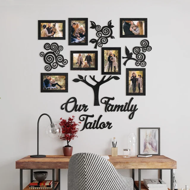 NEW FAMILY TREE Wall Collage Frame 4x6 Frames 8 Picture Opening Black