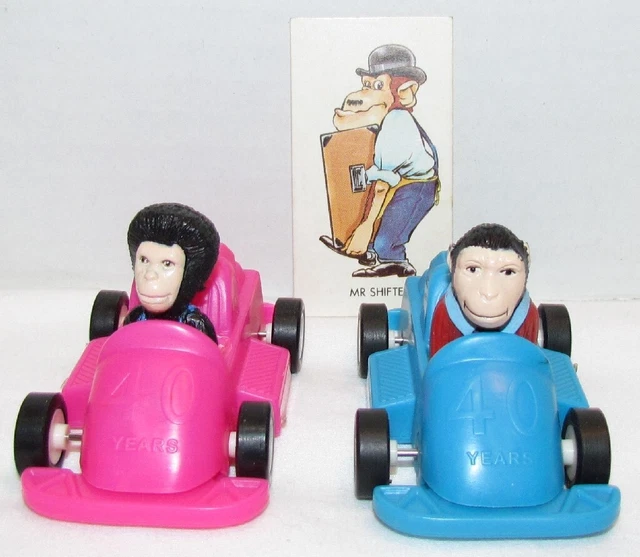 1996 PG Tips Tea Chimps Monkeys Racing Cars and card, ad mascots from the UK
