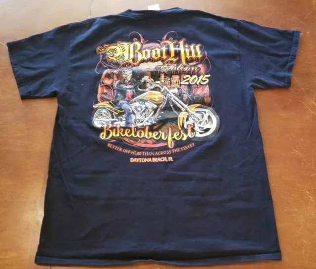 2015 Boot Hill Saloon Biketoberfest Shirt Large Halloween Biker Daytona Beach FL