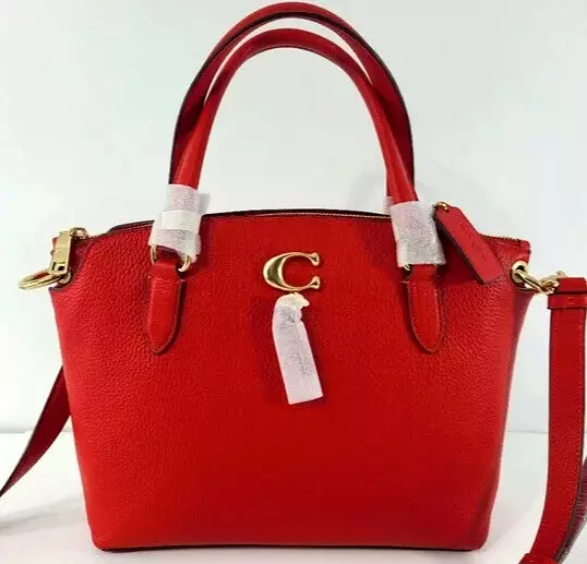 🌞COACH REMI ELECTRIC Red Pebbled Leather Gold C Crossbody Satchel Bag🌺 ...