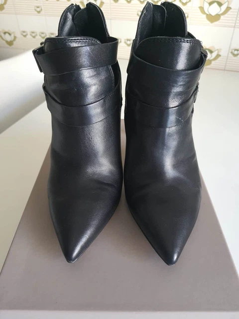 Bottines femme T38 SAN MARINA Cuir noir - TBE (Portées une fois) Talon 10 cm 2