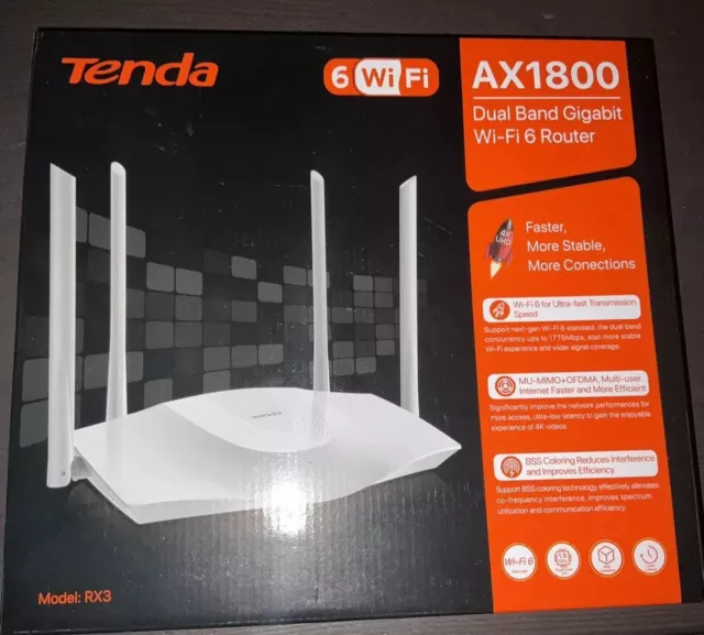 ROUTER TENDA AX1800 TX3 WIRELESS GIGABIT DUAL BAND Wi-Fi 6 5GHz
