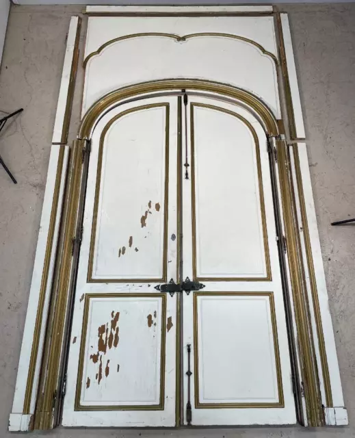 8 Foot Tall French Antique Door Set with Surround/Frame Oak & Fir Wood