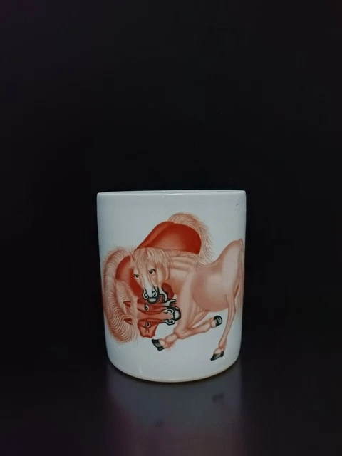 Chinese Porcelain Handmade Exquisite Horse Pattern Brush Pots ac2927