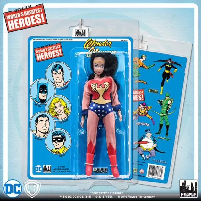 Official DC Comics Wonder Woman 8 inch Action Figure on Retro Card