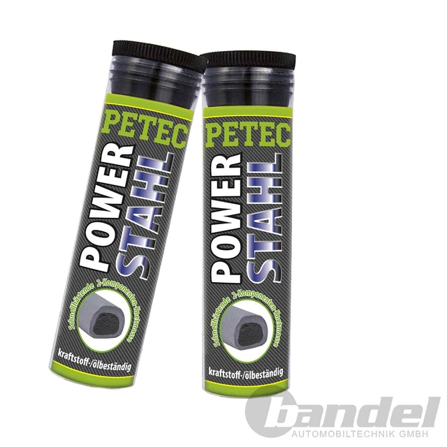 2x 50g PETEC POWERSTAHL IMPASTATRICE 2 COMPONENTI COLLA METALLICA ADESIVO