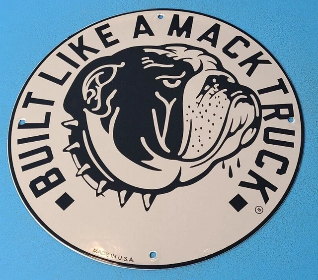 Vintage Mack Trucks Porcelain Bulldog Service Station Diesel Gas Pump Plate Sign