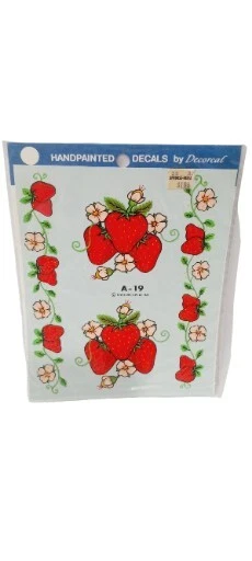 Calcomanías de fresas pintadas a mano decorativas de colección 1980 # A-19 NUEVAS SELLADAS ENVÍO GRATUITO