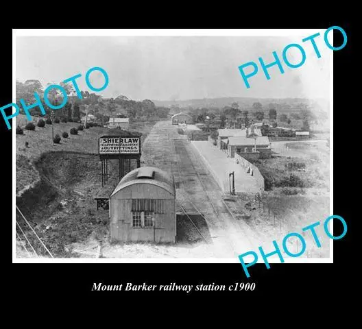 OLD HISTORICAL SA PHOTO OF SAR RAILWAYS, MOUNT BARKER RAILWAY STATION c1900