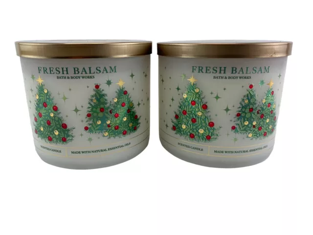 Bath & Body Works Fresh Balsam 3 Wick Large Scented Candles 14.5 oz 2-Pack Read