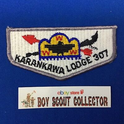 Boy Scout OA Karankawa Lodge 307 S21 Order Of The Arrow Pocket Flap Patch Gray