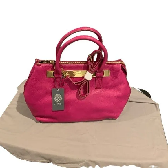 Vince Camuto Purple Jace Satchel Pebble Leather Handle Shoulder Bag Nwt $278.00