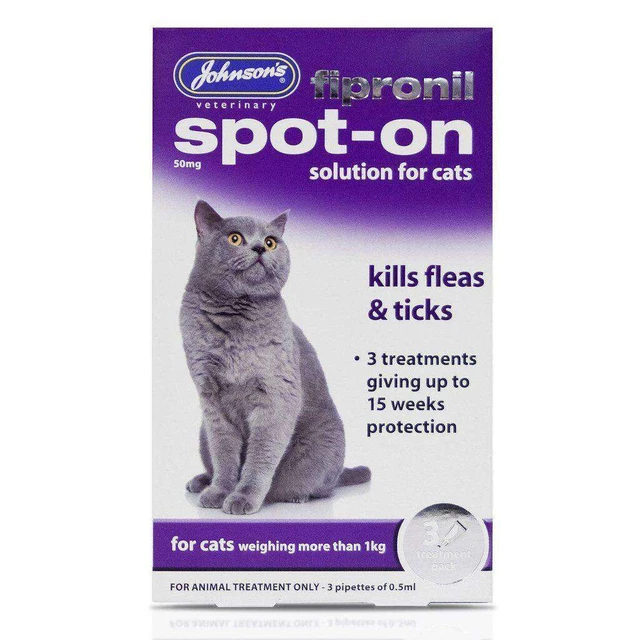 Tratamientos de pulgas y garrapatas de larga duración para gatos Johnsons Fipronil