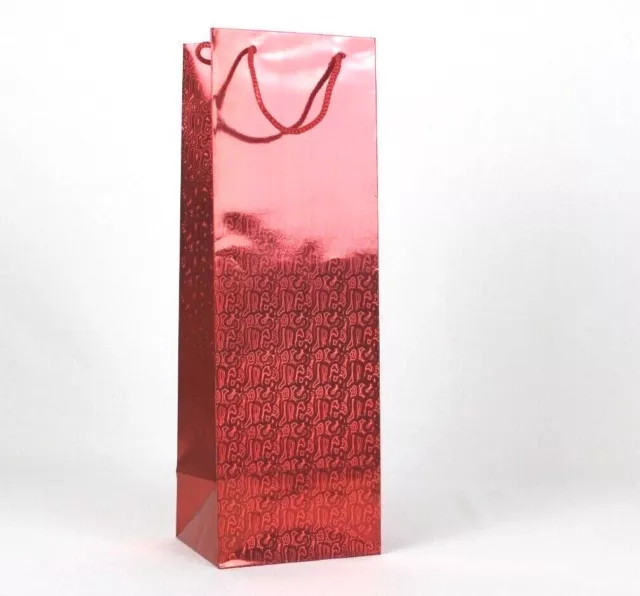 Red  Wine Bottle Bag Holographic Paper  Christmas Present Gift All Occassion