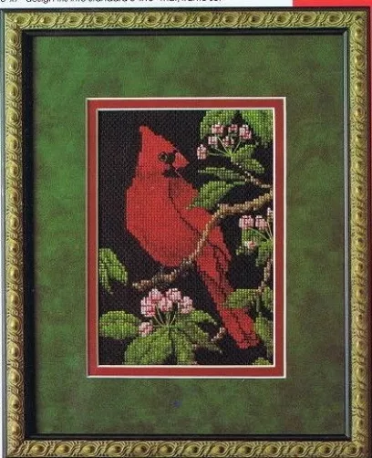 Cardinal Bird Counted Cross Stitch Chart Pattern Crafts