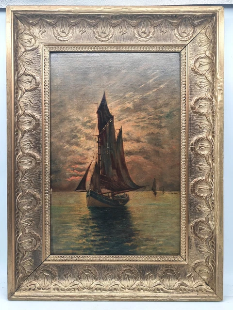 Tableau Paysage Maritime huile sur toile signé Willi (alival) - Décoration