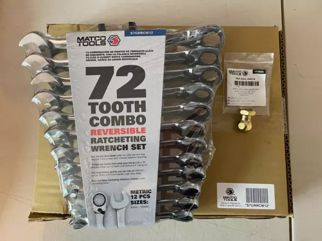 New Matco 12 Pc 72 Tooth 12. Metric Reversible Combo Ratcheting Wrench Set&Hex